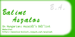 balint aszalos business card
