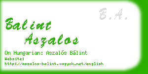 balint aszalos business card